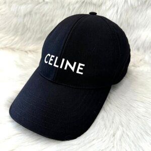 Celine Sequin Logo Cotton Cap Black CELINE Sequin-Embellished Cotton-Twill Baseball Cap  main image 4
